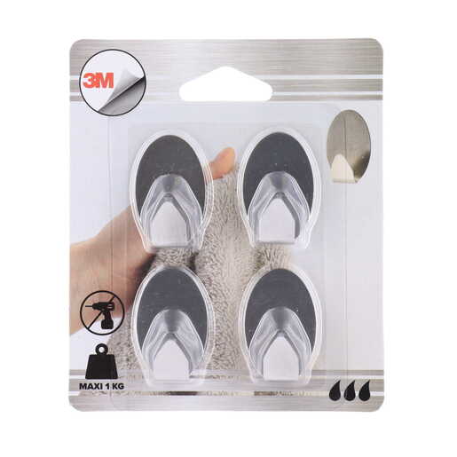 Tendance set 4 ovalne kukice 3m 2,6 x 1,5 x 3,6 metal hrom