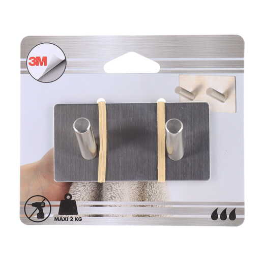 Tendance zidni četvrtasti čiviluk sa 2 kukice 3m 9 x 3 x 4,5 metal hrom