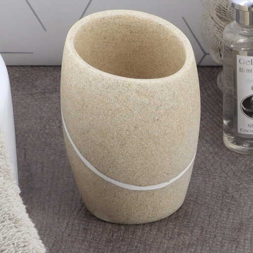 Tendance caša za četkice stone effect 9.8x7.2x6.5 cm poliresin bež