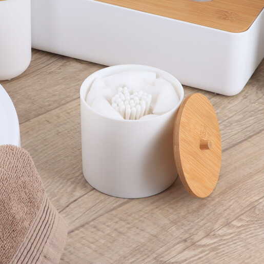 Tendance kutija za vatu  bath 7,5x10 cm bambus bela