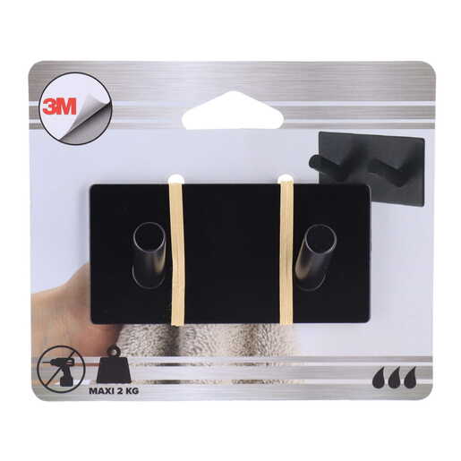 Tendance zidni četvrtasti čiviluk sa 2 kukice 3m 9 x 3 x 4,5 metal crna