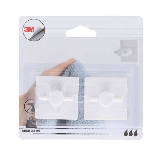 Tendance set 2 četvrtaste kukice 3m 4,5 x 3 x 4,5 plasticna bela