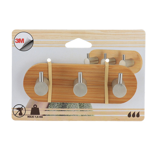 Tendance čiviluk sa 3 kukice 3m  3,5x13,5x3,5 bambus/metal hrom