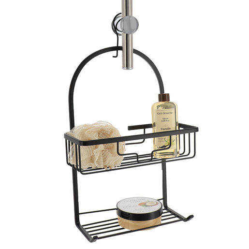 Tendance žičana polica sa 2 nivoa sa kukom 49x28x12,5 crna