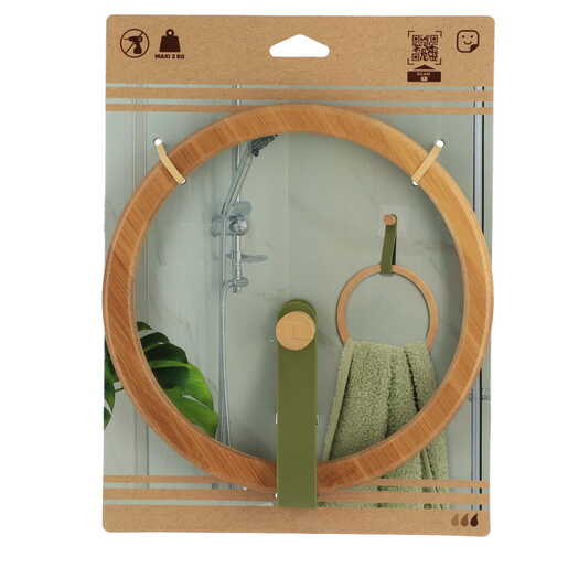 Tendance okrugli držač peškira samolepljivi 31x21x3.5 cm bambus/zelena