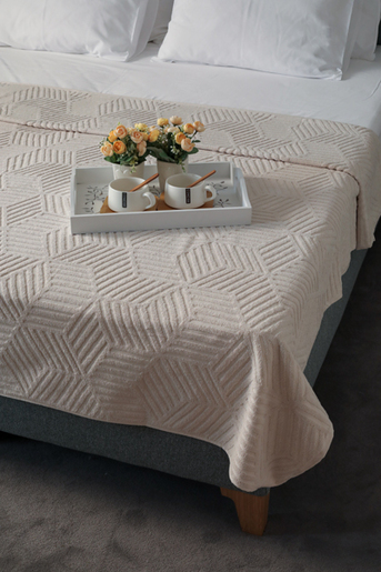 Dekordom Frotir prekrivač cube 200x210 - beige - moon beam