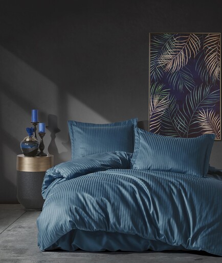 Posteljina cb elegant stripe saten - mavi