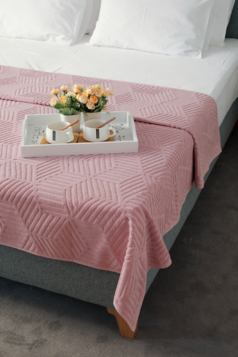 Dekordom Frotir prekrivač cube 200x210 - dawn pink