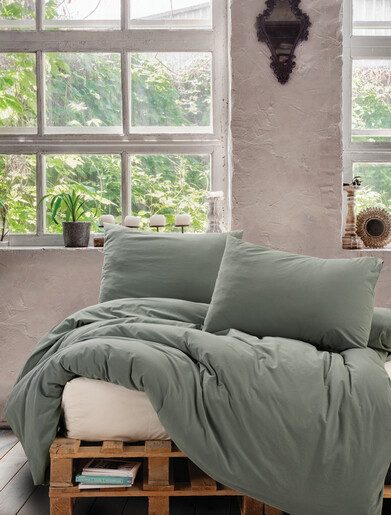 Posteljina cb ranforce double - neat - mint/krem