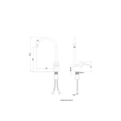 Aquabi ECO baterija za sudoperu stojeća duga lula