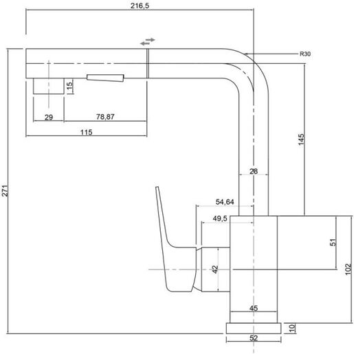Aquabi Mamba Chrom baterija za kuhinju Frizers