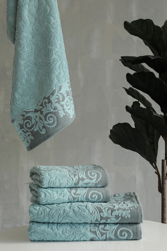 Dekordom Peškir floral 70x140 - turquoise