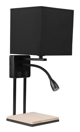 Theo Zidna Lampa sa Prekidačem Crna 1x40W E14 + 2W LED