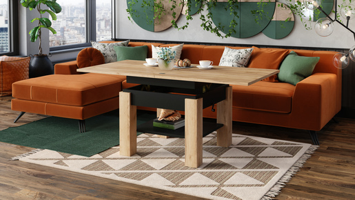 Multifunkcionalni Sto Cleo Craft Zlatno-Crni 1649