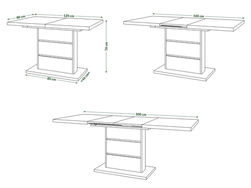 Piano Sto na Razvlačenje  Svetli Hrast-Crni 1629