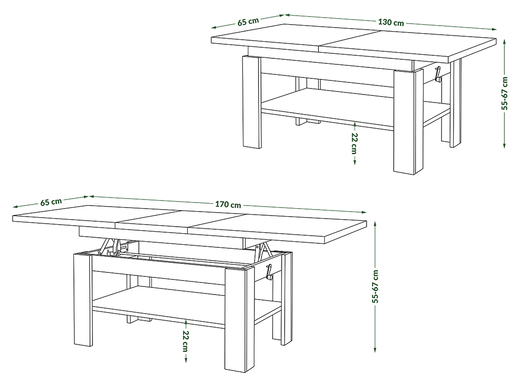 Multifunkcionalni Sto Rio Hrast-Beli 1643