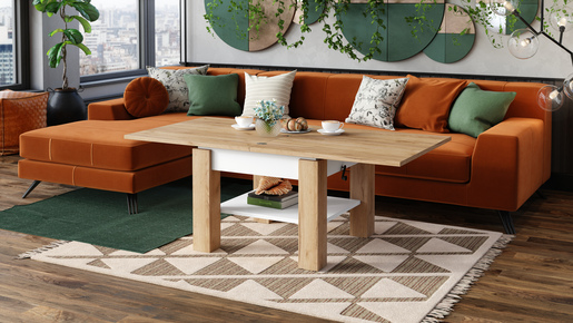 Multifunkcionalni Sto Cleo Craft Zlatno-Beli 1648