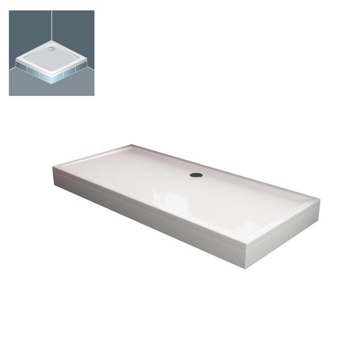 Kolpa San Flamenco White 80x160x4 tuš kada četvrtasta ugradna od sanitarnog akrila sa odlivom Ă90mm 572780