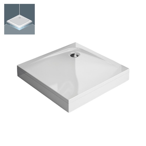 Kolpa San Evelin Tray Q White 80x80x4.2 tuš kada četvrtasta ugradna od sanitarnog akrila sa odlivom Ă90mm 593280