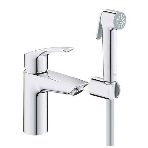 Grohe 23124003 Eurosmart Chrome baterija (slavina) za umivaonik sa higijenskim tuš setom i odlivnim ventilom sifona push-open 92mm