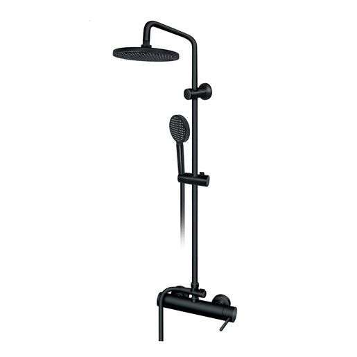 Rosan JD37251 Dark 220 Matt Black tuš sistem usponski sa baterijom, ručnim tuš setom i okruglim nadglavnim tušem