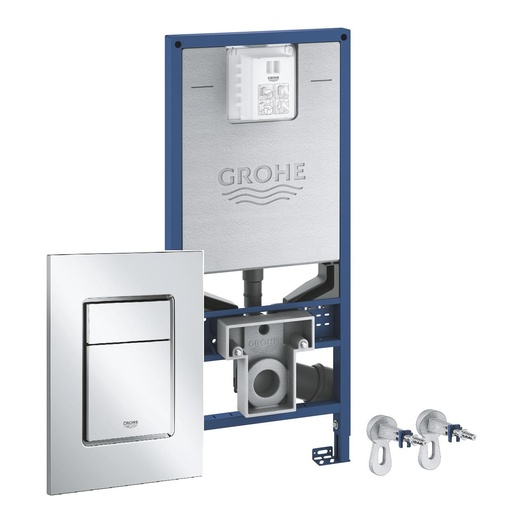 Grohe 39603000 Rapid SLX ugradni vodokotlić sa setom za kačenje, aktivacionim tasterom Chrome četvrtastim, strujnom utičnicom i priključkom za tuš