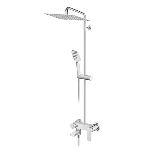 Rosan 237351 S2 200/300 Chrome tuš sistem usponski sa baterijom sa izlivom, ručnim tuš setom i četvrtastim nadglavnim tušem