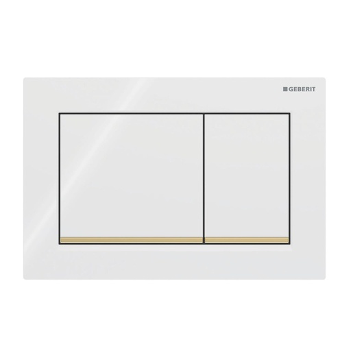 Geberit 115.080.KK.1 Omega20 White / Gloss Gold taster za ugradne vodokotliće dvokoličinski četvrtasti