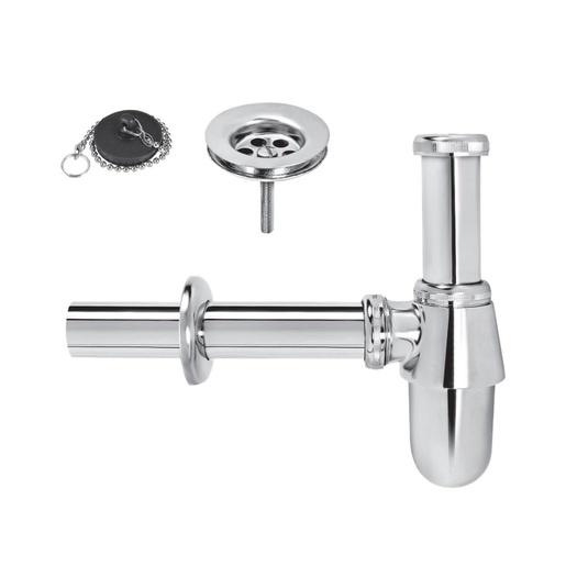 Rosan S200" Chrome sifon za umivaonik - mesingani sa odlivom i čepom 5/4\-32mm visine max 110cm i dužine 20cm