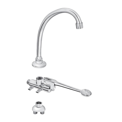 Rosan A75402MN3 Public+ 220 Chrome baterija (slavina) sa pokretnim izlivom i pedalom sa automatskim zatvaranjem nakon 3 sekunde