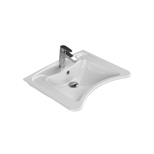 Turkuaz CeraStyle White umivaonik (lavabo) za osobe sa invaliditetom 60,5x49,5 konzolni sa rupom za bateriju i prelivom 17100U