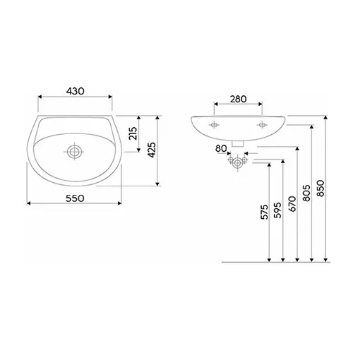 Geberit Lavabo 55 IDOL bez rupe M11055