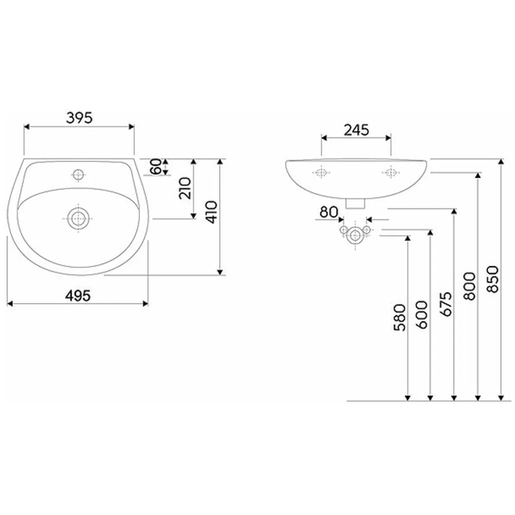 Geberit Lavabo 55 IDOL sa rupom (20) M11155