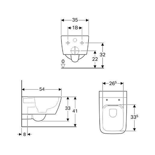 Geberit WC šolja ICON Square konzolna Rimfree 20195