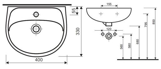 Geberit Lavabo 40 SOLO sa rupom (24) 72141
