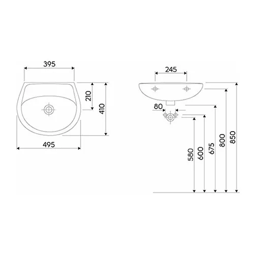 Geberit Lavabo 50 IDOL bez rupe M11050