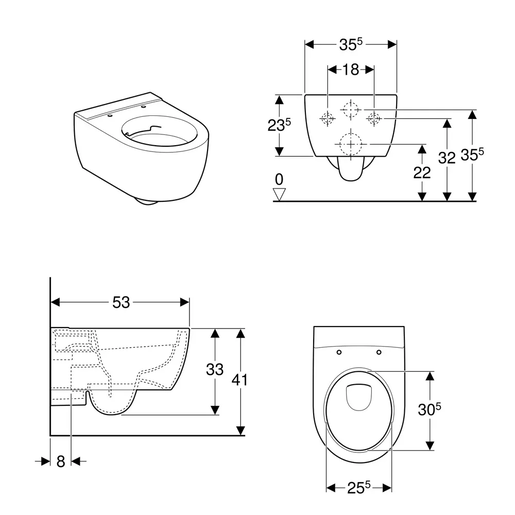 Geberit WC šolja ICON konzolna Rimfree 2040600