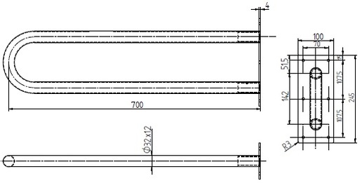 Geberit Rukohvat fiksni CH 70 za invalide L603020