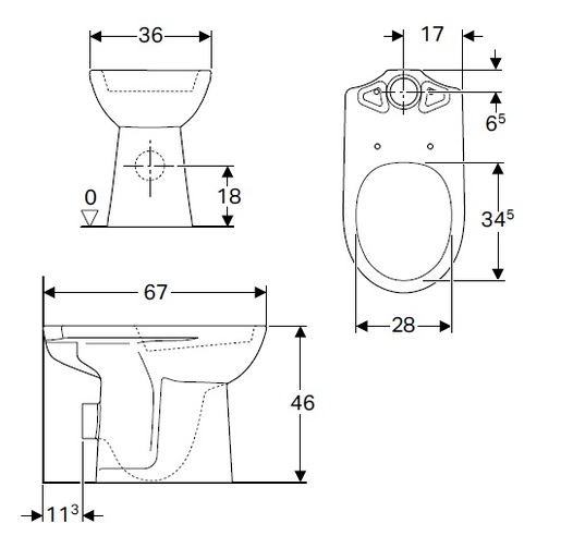 Geberit WC šolja za monoblok SELNOVA COMFORT baltik, visoka