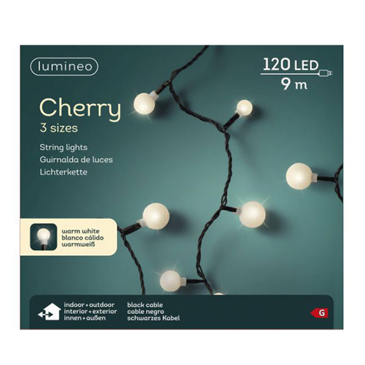 LED cherry lights steady outdoor L900cm - black/warm white 494646