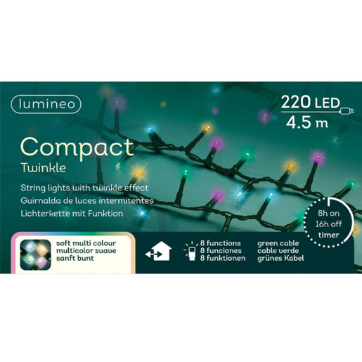 LED compact lights 8 function twinkle effect outdoor L450cm - green/soft multi 495291