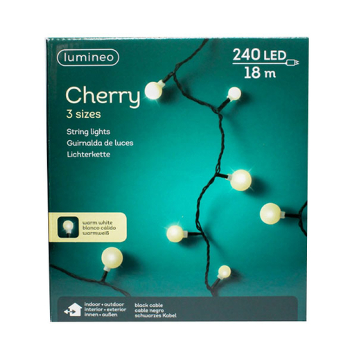 LED cherry lights steady outdoor L1800cm - black/warm white 494647