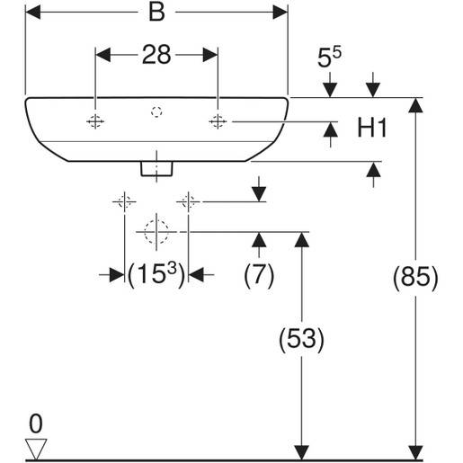 Geberit Lavabo 65 SELNOVA ovalni R na sredini