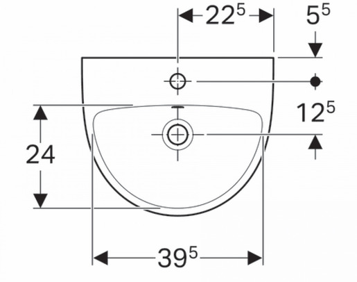Geberit Lavabo 45 SELNOVA ovalni R na sredini