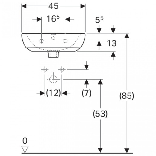 Geberit Lavabo 45 SELNOVA ovalni R na sredini