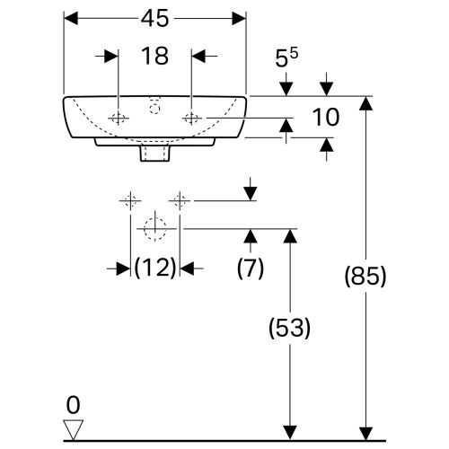 Geberit Lavabo 45 SELNOVA SQUARE R na sredini