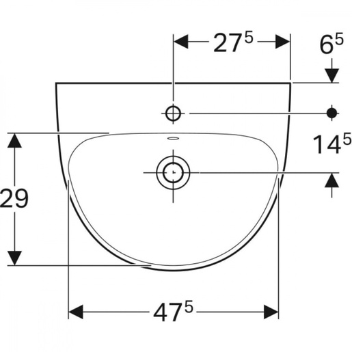 Geberit Lavabo 60 SELNOVA ovalni R na sredini