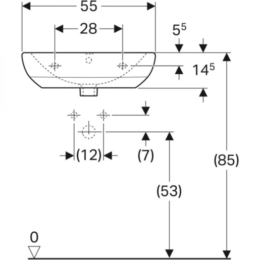 Geberit Lavabo 60 SELNOVA ovalni R na sredini