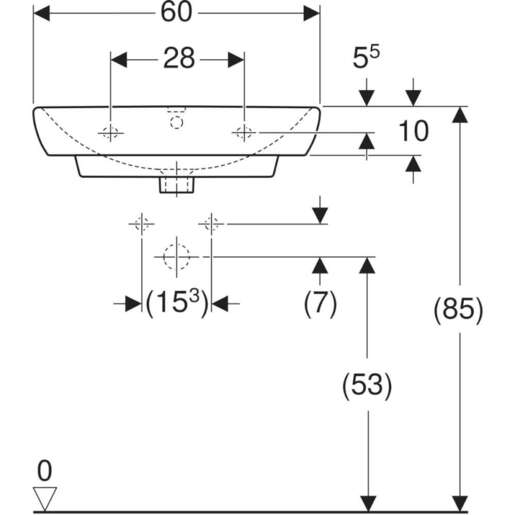 Geberit Lavabo 60 SELNOVA SQUAREe beli na sredini