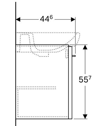 Geberit toaletni ormarić SELNOVA SQUARE 55 lava, mat, vrata